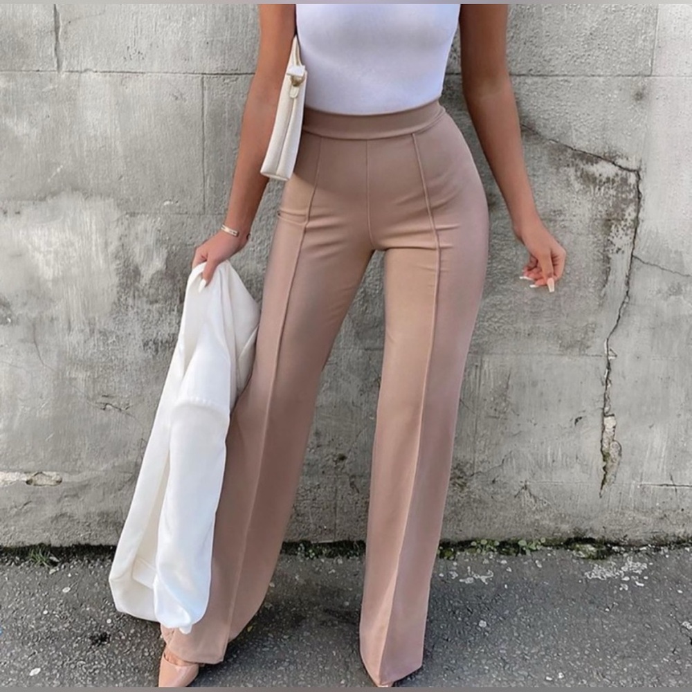 Fashion Nova Victoria High Waisted Dress Pants - Taupe